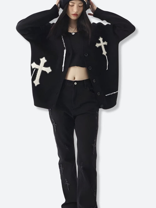 Litlookz Studio Cross Patch Cardigan