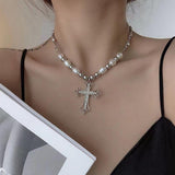 Litlookz Studio Cross Pearl Necklace, view 3