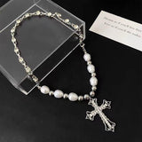 Litlookz Studio Cross Pearl Necklace, view 4