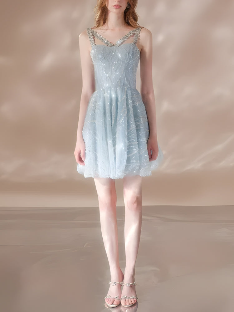 Litlookz Studio Crystal Strap Sequin Mini Dress