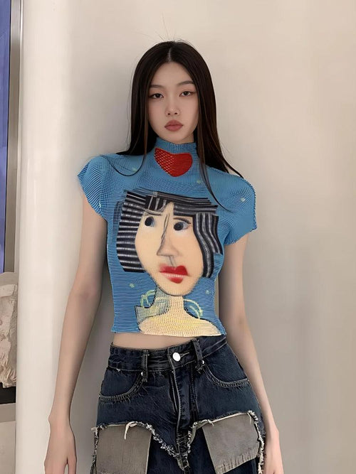 Litlookz Studio Cubist Woman Turtle Neck Top