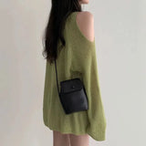 Litlookz Studio Cut-Out Shoulder Loose Knit Sweater, view 2