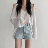 Litlookz Studio Cut-Out Shoulder Loose Knit Sweater, view 3