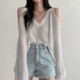 Litlookz Studio Cut-Out Shoulder Loose Knit Sweater, view 4