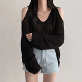 Litlookz Studio Cut-Out Shoulder Loose Knit Sweater, view 5