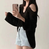 Litlookz Studio Cut-Out Shoulder Loose Knit Sweater, view 6
