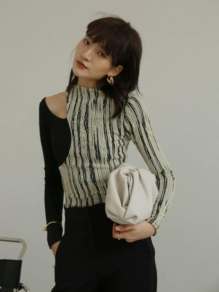 Litlookz Studio Cut Out Shoulder Patch Top