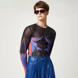 Litlookz Studio Cyberpunk Abstract Painting Mesh Top, view 6