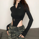 Litlookz Studio Cyberpunk Belted Corduroy Bodysuit, view 2