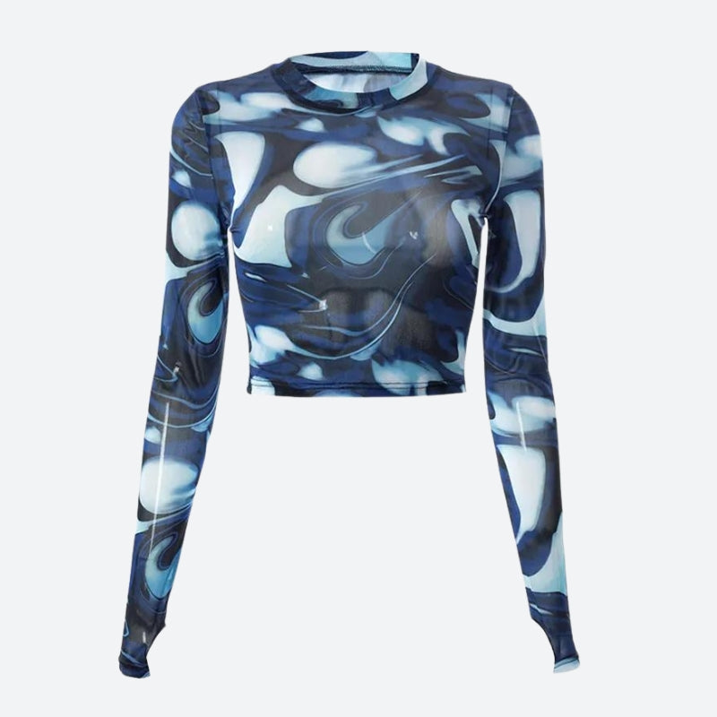 Litlookz Studio Cyberpunk Blue Aura Sheer Top