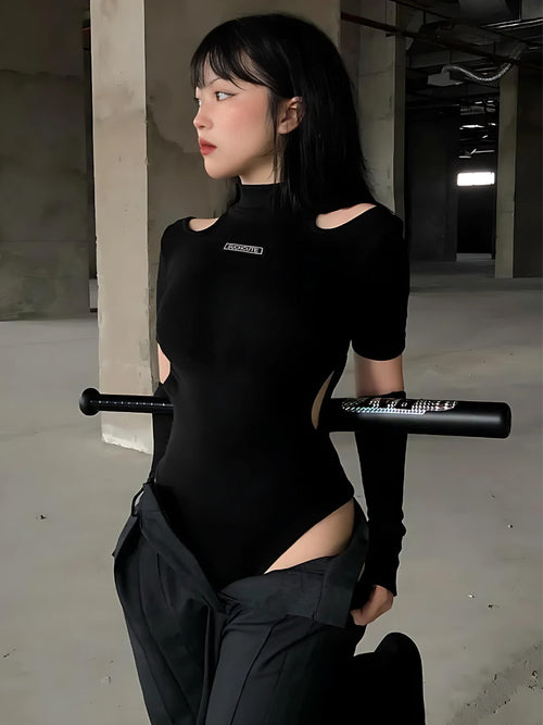 Litlookz Studio Cyberpunk Cut Out Corduroy Bodysuit