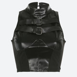 Litlookz Studio Cyberpunk Faux Leather Crop Top, view 3