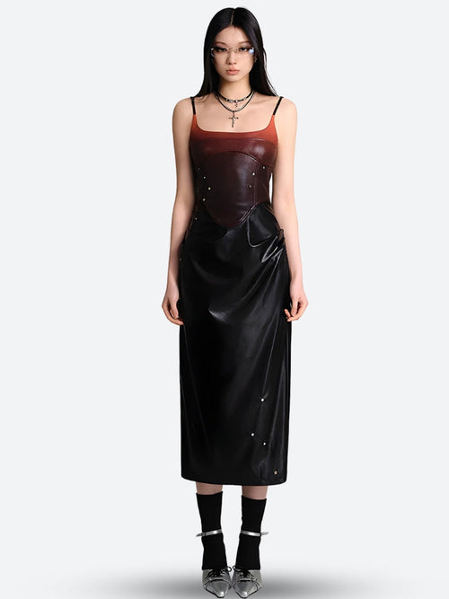 Litlookz Studio Cyberpunk Faux Leather Midi Dress