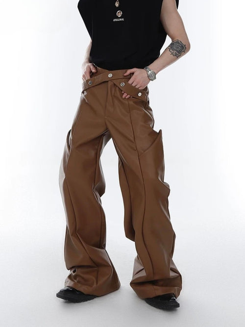 Litlookz Studio Cyberpunk Faux Leather Wide Leg Pants