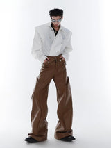 Litlookz Studio Cyberpunk Faux Leather Wide Leg Pants, view 3