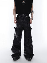 Litlookz Studio Cyberpunk Faux Leather Wide Leg Pants, view 4