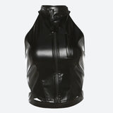 Litlookz Studio Cyberpunk Faux Leather Zip Up Top, view 2