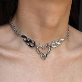 Litlookz Studio Cyberpunk Flame Heart Necklace, view 3