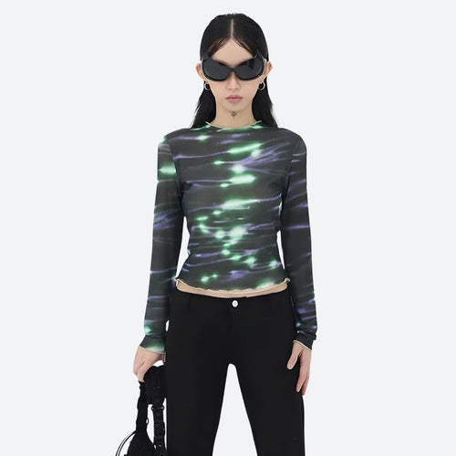 Litlookz Studio Cyberpunk Green Lights Mesh Top