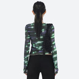 Litlookz Studio Cyberpunk Green Lights Mesh Top, view 2