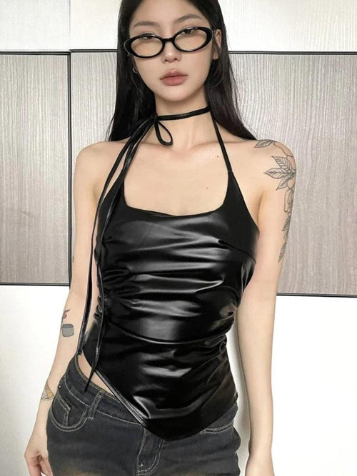 Litlookz Studio Cyberpunk Halter Neck Tie Top