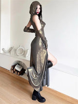 Litlookz Studio Cyberpunk Metallic Hooded Midi Dress, view 4