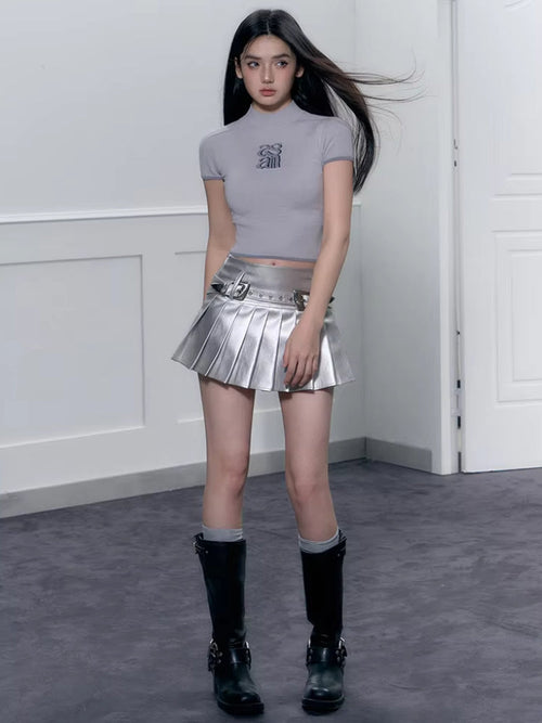 Litlookz Studio Cyberpunk Metallic Mini Skirt