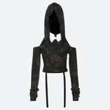 Litlookz Studio Cyberpunk Off Shoulder Hooded Top, view 4