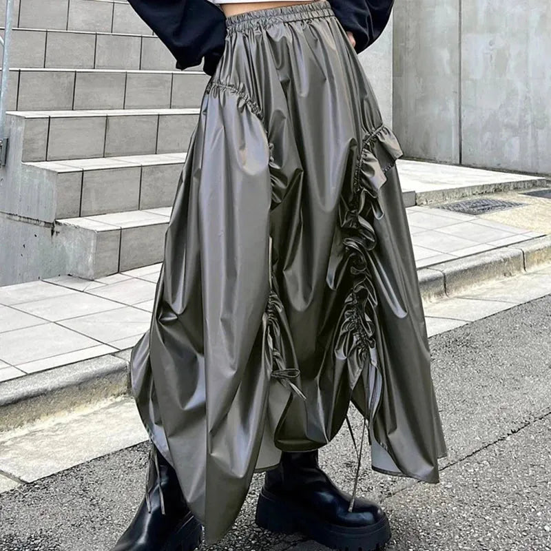 Litlookz Studio Cyberpunk Ruched Parachute Maxi Skirt