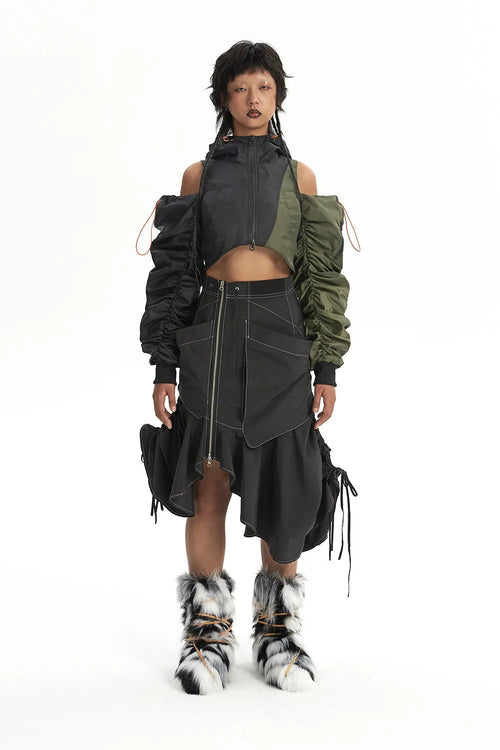 Litlookz Studio Cyberpunk Ruched Sleeve Puffer Jacket