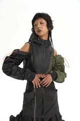 Litlookz Studio Cyberpunk Ruched Sleeve Puffer Jacket, view 3