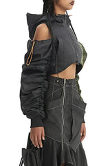 Litlookz Studio Cyberpunk Ruched Sleeve Puffer Jacket, view 5