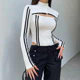 Litlookz Studio Cyberpunk Striped Cut Out Bodysuit, view 4