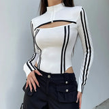 Litlookz Studio Cyberpunk Striped Cut Out Bodysuit, view 5