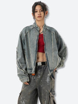 Litlookz Studio Cyberpunk Zip-Up Denim Jacket, view 2