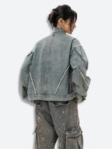 Litlookz Studio Cyberpunk Zip-Up Denim Jacket, view 3