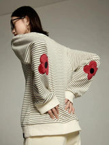 Litlookz Studio Daisy Embroidered Striped Sweatshirt, view 2
