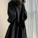 Litlookz Studio Dark Academia Belted Long Coat, view 3
