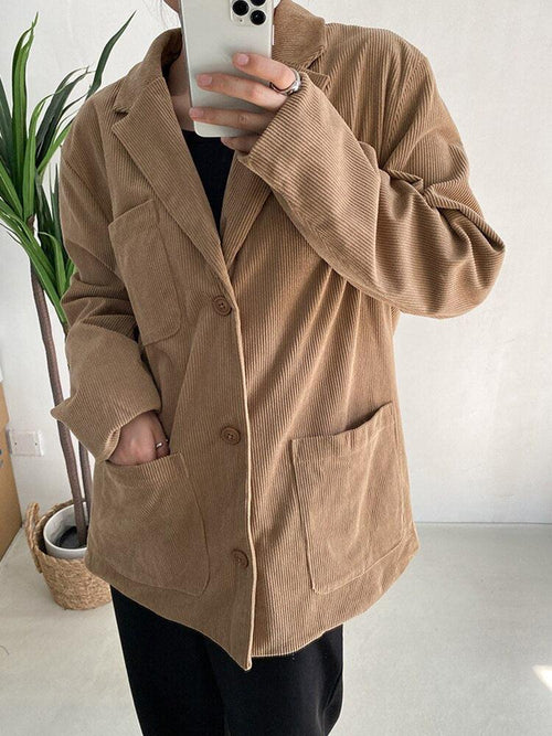 Litlookz Studio Dark Academia Corduroy Long Jacket