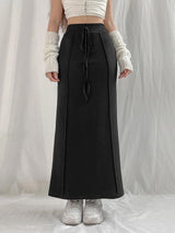 Litlookz Studio Dark Academia Drawstring Maxi Skirt, view 2