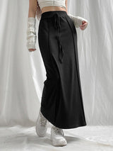 Litlookz Studio Dark Academia Drawstring Maxi Skirt, view 4