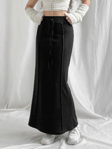 Litlookz Studio Dark Academia Drawstring Maxi Skirt, view 5