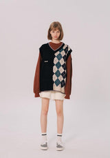 Litlookz Studio Dark Academia Half Argyle Sweater Vest, view 3