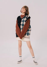 Litlookz Studio Dark Academia Half Argyle Sweater Vest, view 4