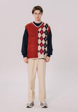 Litlookz Studio Dark Academia Half Argyle Sweater Vest, view 5