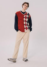 Litlookz Studio Dark Academia Half Argyle Sweater Vest, view 6