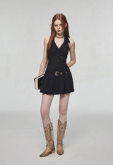 Litlookz Studio Dark Academia Halter Mini Dress, view 4