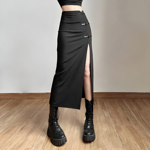 Litlookz Studio Dark Academia High Split Midi Pencil Skirt