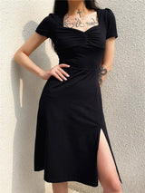 Litlookz Studio Dark Academia Leg Split Midi Dress, view 2