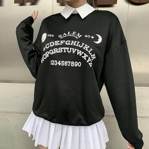 Litlookz Studio Dark Academia Letter Print Sweatshirt